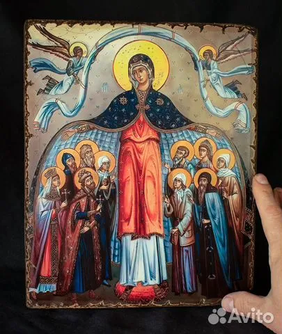 Икона "Покров Пресвятой Богородицы" Старение