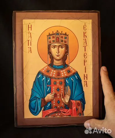 Деревянная Икона "Святая Екатерина"