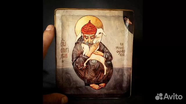 Икона ручной работы "Св. Спиридон Тримифунтский"