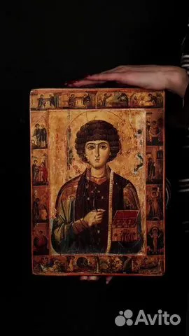 Икона "Святой Пантелеймон-целитель" дерево