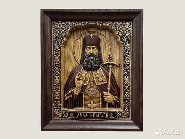 Икона резная из дерева Святой Лука Крымский