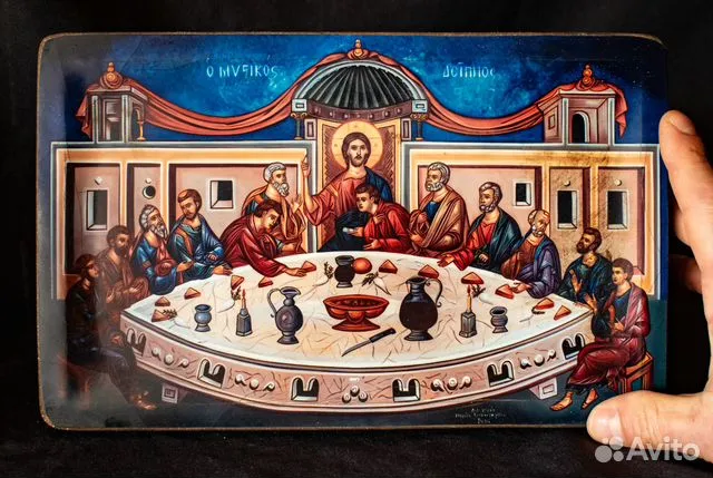 Икона авторская "Тайная вечеря" Дерево